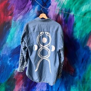 Brass Arrow Snake and Moon Denim Shirt